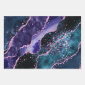 Luxe Gold-Accented Gemstone Glitter Agate ラッピングペーパーシート (正面2)