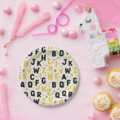 Luxe Gold and Black Alphabet ペーパープレート (パーティー)