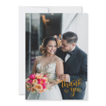 Luxe Gold Foilの結婚サンキューカードと写真