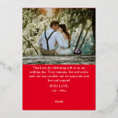 Luxe Gold Foilの結婚サンキューカードと写真 箔シーズンカード (裏面)