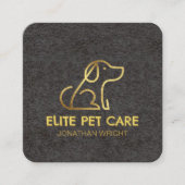 Luxe Gold Foil 縦型 ドッグウォーカー & ペットシッター スクエア名刺 (正面)