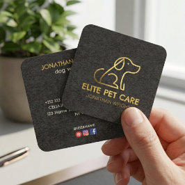 Luxe Gold Foil 縦型 ドッグウォーカー & ペットシッター スクエア名刺