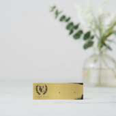 Luxe Gold Foil Black Texture Brush Strokeロゴ スキニー名刺 (スタンド正面)