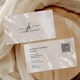 Luxe Gold Foil Elegant Script QRコード ソーシャルメディア 名刺