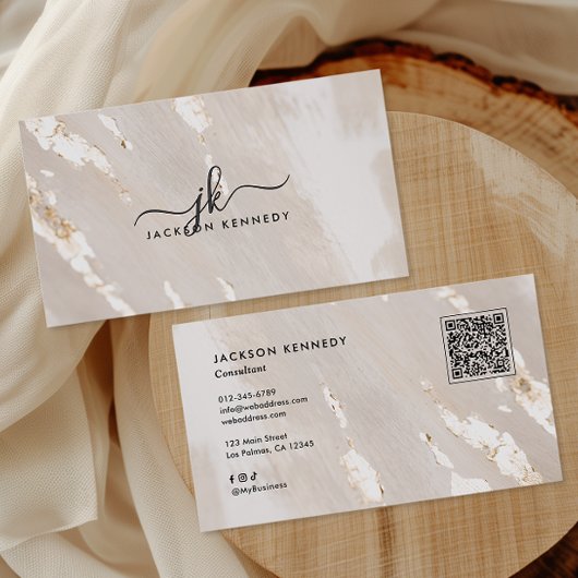 Luxe Gold Foil Elegant Script QRコード ソーシャルメディア 名刺