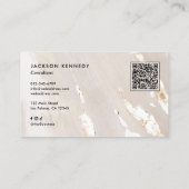 Luxe Gold Foil Elegant Script QR Code Social Media 名刺 (裏面)