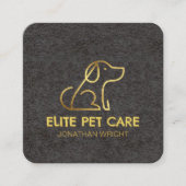 Luxe Gold Foil Vertical Dog Walker & Pet Sitter スクエア名刺 (正面)