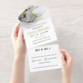 Luxe Gold Gray White Marble Business Grand Opening オールインワン招待状 (切り取り部)