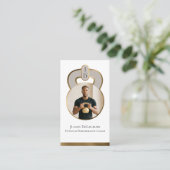 Luxe Gold Kettlebell Monogram Fitness Coach Photo 名刺 (スタンド正面)