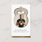 Luxe Gold Kettlebell Monogram Fitness Coach Photo 名刺 (正面)