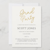Luxe Gold Script Grad Party Invite 招待状 (正面)