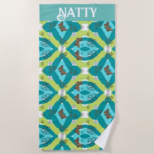 Luxe green garden art ビーチタオル (正面)