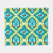 Luxe green garden art フリースブランケット (正面(横))