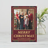 Luxe Heritage Tartan Plaid Family Photo christmas シーズンカード (スタンド正面)