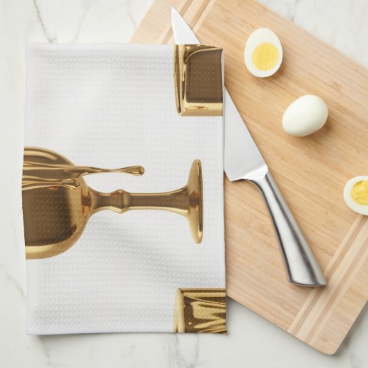 Luxe Kitchen Tea Towels Set: 3D Liquid Gold Flowin キッチンタオル (四つ折り)