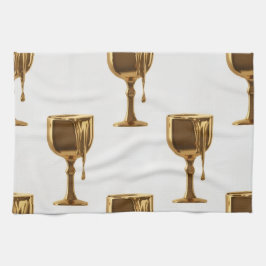 Luxe Kitchen Tea Towels Set: 3D Liquid Gold Flowin キッチンタオル