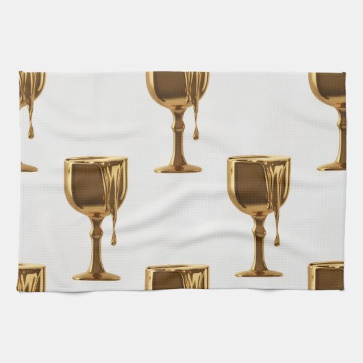 Luxe Kitchen Tea Towels Set: 3D Liquid Gold Flowin キッチンタオル (横)
