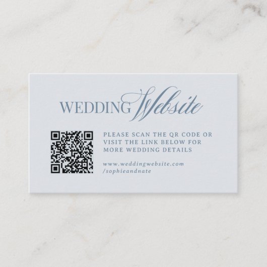 Luxe Light Dusty Blue | Wedding Website QR Code エンクロージャーカード (正面)
