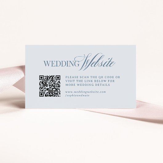 Luxe Light Dusty Blue | Wedding Website QR Code エンクロージャーカード