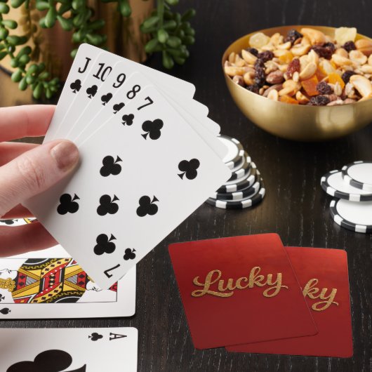 Luxe Lucky Script Red Gold Card Deck トランプ (インサイチュ)