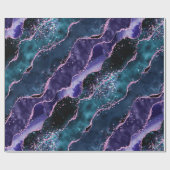 Luxe Marble Crystal Purple Teal Glitter Agate ラッピングペーパー (フラット)
