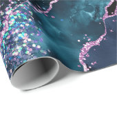 Luxe Marble Crystal Purple Teal Glitter Agate ラッピングペーパー (ロールコーナー)