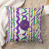 Luxe Mardi Gras Purple Gold Green Stripes Confetti クッション (ブランケット)