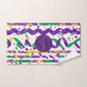 Luxe Mardi Gras Purple Gold Green Stripes Confetti ハンドタオル (ハンドタオル)