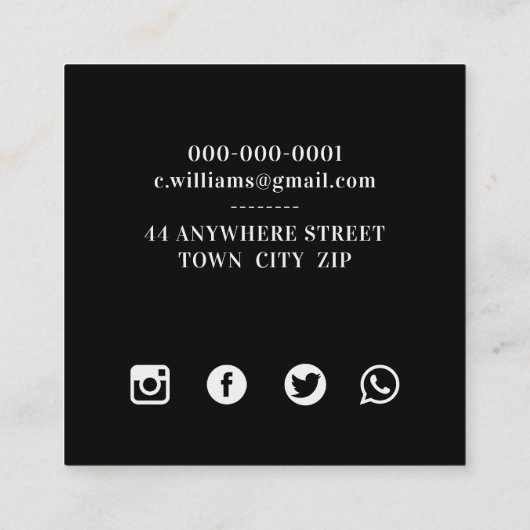 LUXE MINIMALIST glam faux gold foil splash black S スクエア名刺 (裏面)