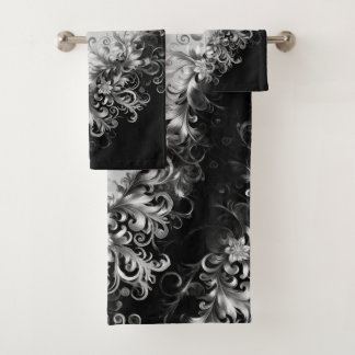 Luxe Monochrome Grey and Black with Silver バスタオルセット