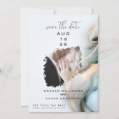 Luxe Opal Teal Gold Fluid Alcohol Ink 招待状 (正面)