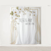 Luxe Orchid Elegance Wedding Backdrop タペストリー (正面)