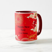 Luxe Ornate Gold Fire & Crimson Aesthetic マグカップ (正面右)