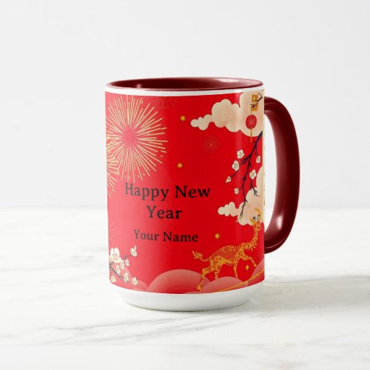 Luxe Ornate Gold Fire & Crimson Aesthetic マグカップ (正面右)