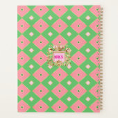 Luxe Pink & Green Harlequin Monogram Planner プランナー手帳 (裏面)