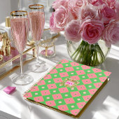 Luxe Pink & Green Harlequin Monogram Planner プランナー手帳