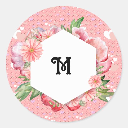 Luxe pink hearts vibrant romantic wallpaper ラウンドシール (正面)