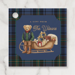 Luxe Preppy Plaid Christmas Teddy Bear Photo Card フェイバータグ