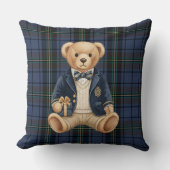 Luxe Preppy Plaid Teddy Bear クッション (正面)