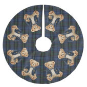 Luxe Preppy Plaid Teddy Bear ブラッシュドポリエステルツリースカート (正面)