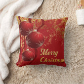 Luxe red and gold Christmas Ornaments クッション (ブランケット)