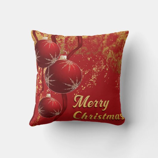 Luxe red and gold Christmas Ornaments クッション (裏面)