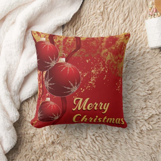 Luxe red and gold Christmas Ornaments  クッション (ブランケット)