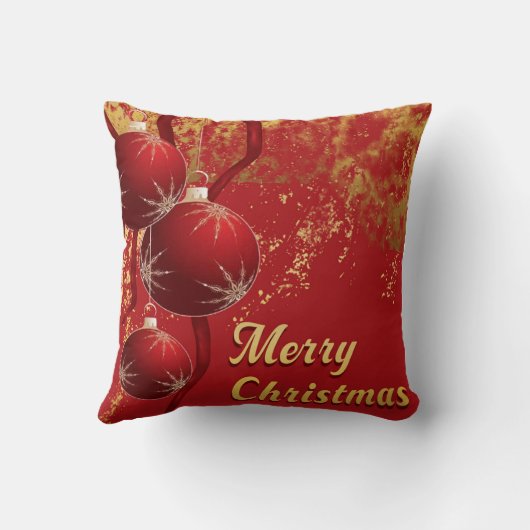 Luxe red and gold Christmas Ornaments  クッション (裏面)