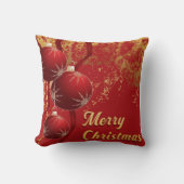 Luxe red and gold Christmas Ornaments  クッション (正面)
