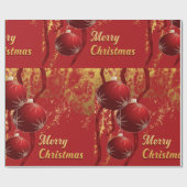 Luxe red and gold Christmas Ornaments ラッピングペーパー (フラット)