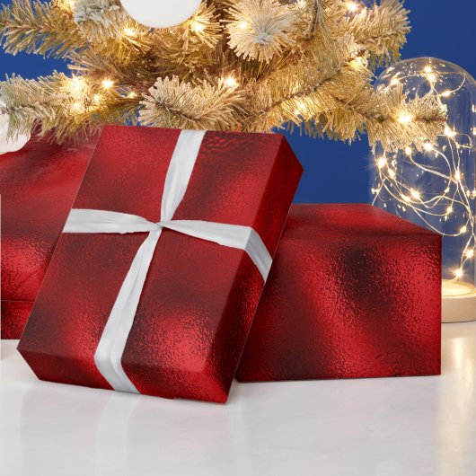 Luxe Red Faux Foil ラッピングペーパー (クリスマス)