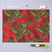 Luxe Red Foil、Green Holly、Red Berry Wrapping P 薄葉紙 (クラフト)