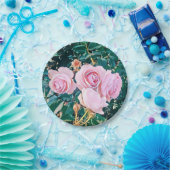 luxe romantic flowers botanical wallpaper ペーパープレート (パーティー)