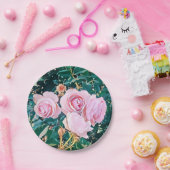 luxe romantic flowers botanical wallpaper ペーパープレート (パーティー)